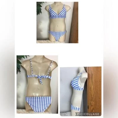 SO Bikini Mujer Junior Talla XXL Azul y Blanco (periwinkle) Rayas Foto 1 de 4