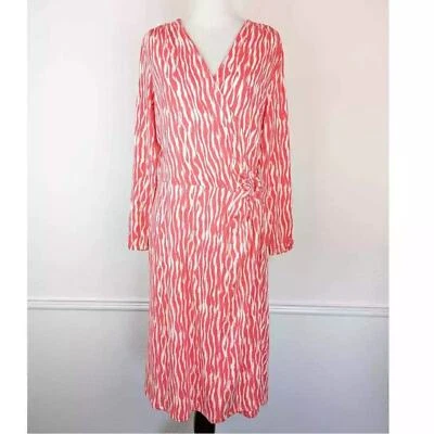 Vestido Pendleton Breezeway Imitación Envoltura Ikat Coral Rosa Blanco Primavera Verano Talla lg Foto 1 de 4