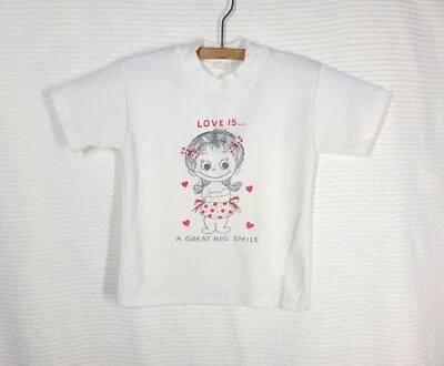 Vtg "Love Is" Child Shirt 6x "A Great Big Smile" White Cotton Poly Rare Cartoon - Image 1 of 4