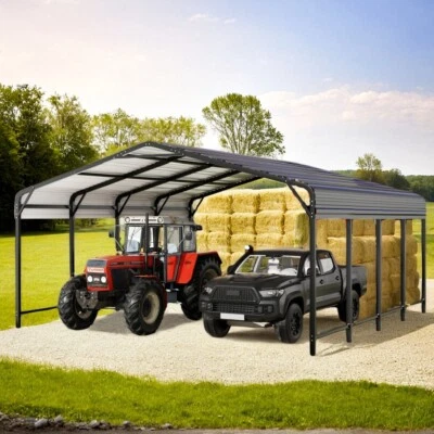 POLAR AURORA Heavy-Duty Metal Carport 10x15FT/20x30FT/20x40FT Outdoor Shelter for Car & Boat