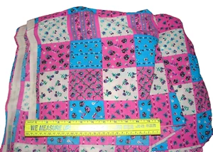 Pink & Blue Patchwork Quilt Print FABRIC 5+ Yds, Hampton Print Works, Floral NOS - Picture 1 of 3