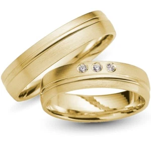 Trauringe 333er Gelbgold Brillanten 0,06 ct. Eheringe inkl. Gravur + Etui - Bild 1 von 4