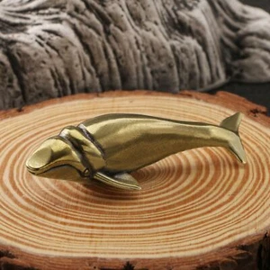 Antik reines Kupfer Delfin Messing niedliche Meerestiere Statue Tee Haustier Handwerk - Bild 1 von 4