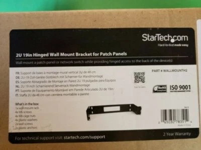 STARTECH 2U 19IN HINGED WALL MOUNT BRACKET FOR PATCH PANELS - Image 1 of 2