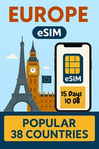Best EUROPE 38 Countries esim Data Travel esim High-Speed 5G/4G 📶 15 Days 10 GB - Afbeelding 1 van 15