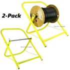 2 Cable Caddy Coaxial Installer Spool Reel Wire Holder Folding Yellow RG6 Bundle