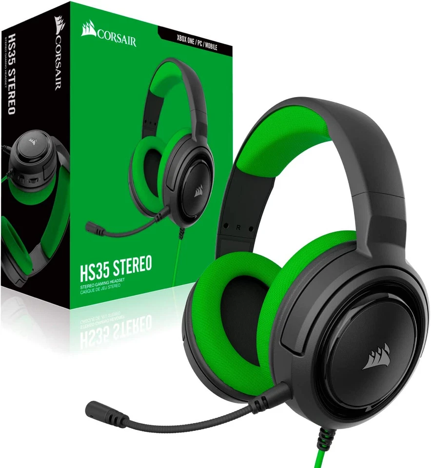 Corsair OFFICIAL HS35 Stereo Gaming Headset (XBOX/PC/Mobile/PS4/Switch) *GREEN* - Image 1 of 4