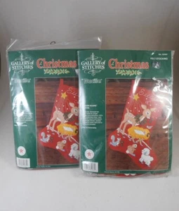 2 Vintage Neu Bucilla #32964 Weihnachten Filz Strumpf Kit Krippe Krippe 15" - Bild 1 von 4