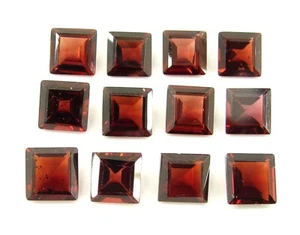 21.10 Ct Natural Red Garnet Loose 7 mm Gemstone Princess Cut 12 Pcs Lot - 1923 - Picture 1 of 2