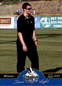 2013 Missoula Osprey Grandstand #17 Sean Light Strength Coach Colts Neck NJ Card