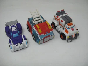 💥 Playschool TRANSFORMERS BOTAS DE RESCATE lote de 3 - camión de bomberos, coche de carreras y rescate - Imagen 1 de 10