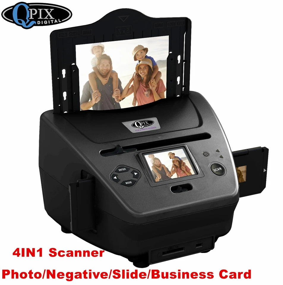 10/22 MP QPIX 4 in 1 FILM/SLIDE/PHOTO/NAME CARD SCANNER WITH 4G SD CARD - Image 1 of 4