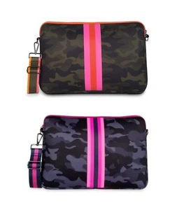 HAUTE SHORE - PARKER LAPTOP SLEEVE NEOPRENE CAMO CROSSBODY BAG ADJUSTABLE STRAP - Picture 1 of 11