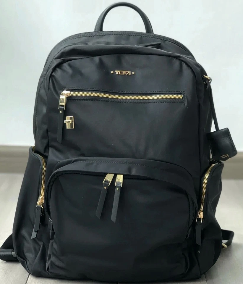 TUMI Voyageur Backpack Carson Ladies Black Nylon & Leather Bag Casual Outlet