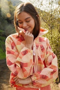 New Free People Movement Somewhere In A Wonderland Quilted Bomber Jacket Size S - Picture 1 of 2