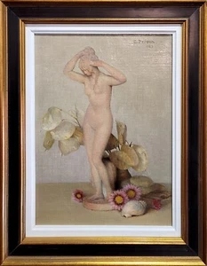 Estudio de una naturaleza muerta femenina desnuda de terracota - años 20 jadeo al óleo - Imagen 1 de 8