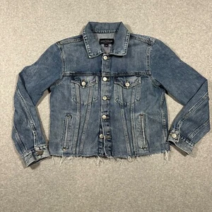 Lucky Brand The Tomboy Trucker Denim Jean Jacket Women's Size Medium Distressed - Picture 1 of 11