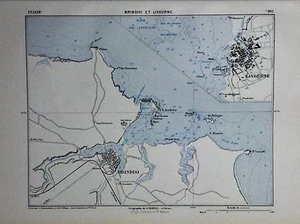 1884 Original Mappa Militare MARGA.TOPOGRAFICA.DI BRINDISI E LIVORNO.ITALIA - Bild 1 von 1