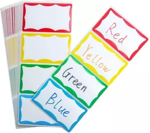 Plain Name Tag Sticker,Colorful Border Name Tag Labels, Self-Adhesive Name Ba... - Picture 1 of 2