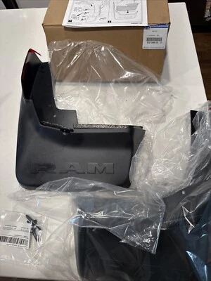 New Mopar 82215489AD 2019-2024 Ram 1500 Rear Mud Flaps Splash Guards W/ Flares - Image 1 of 4
