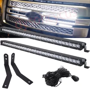 Fit 09-14 Ford F150 Inside Grille Dual 31'' 150W Slim LED Light Bar Upgrade Kits - Picture 1 of 4