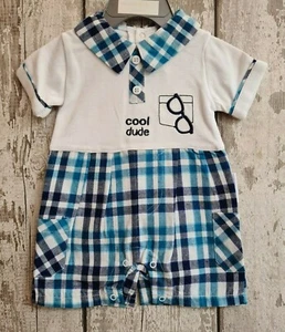 Baby Boy Spanish Style Blue and White Romper - Picture 1 of 2