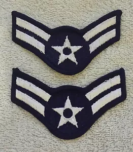 US AIR FORCE RANK PATCHES PAIR Airman First Class Stripes Badge USAF Small Size - Picture 1 of 1