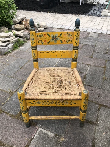 Vintage Antique Child Chair Shabby Chippy Hand Painted Chic Porch Old Cover