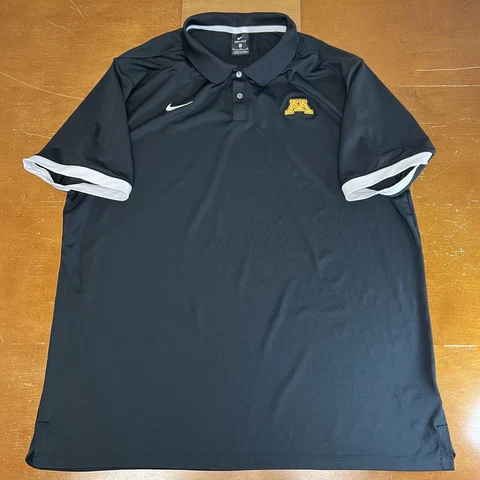 Minnesota Golden Gophers Shirt Mens Extra Large Black Polo Nike Dri Fit Cover