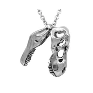 Dinosaur Necklace Mini T-Rex Skull Pendant Stainless Steel jewelry By Controse - Picture 1 of 6
