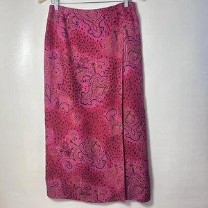 Worthington Skirt Womens 10 Pink Paisley Silk Long Faux Wrap Zip Casual Career - Picture 1 of 8