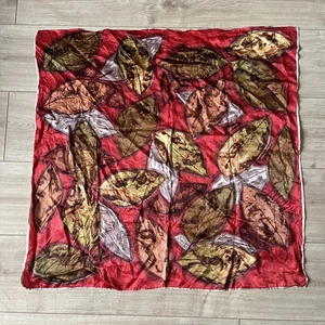 Vintage Autumn Leaves Scarf Retro Orange brown red 1960s rayon 72cm modernist  - Picture 1 of 4