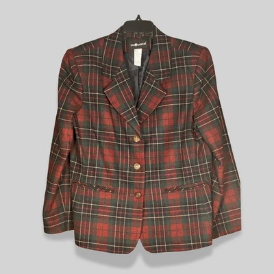 Vintage Sag Harbor Tartan Plaid Blazer Notch Lapel Front Pockets Multicolor W 16 - Image 1 of 4