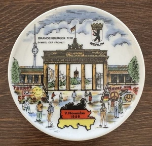 Vintage Keramikplatte Berliner Mauer Brandenburger Tor 9. November 1989 - Bild 1 von 3