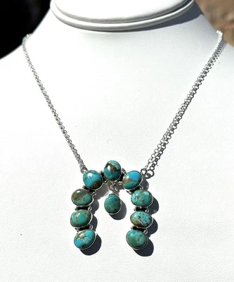 Sterling Silver & Blue Turquoise Naja Necklace, Hada Collection, Adjustable - Image 1 of 4