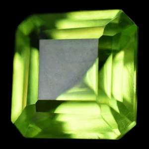 9.00 Ct Natural PERIDOT Green Square Cut CERTIFIED Rare Loose Gemstone 11x11 MM - Picture 1 of 5