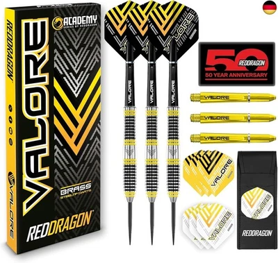 RED DRAGON Valore 22g Messing Steeldarts-Set mit Dart Flüge und Dart-Schäften ( - Bild 1 von 4