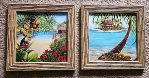 Signed Art Print Lot of 2-Signature Lisa Sparling-No Print#s-Bamboo Frame-Lagoon - Picture 1 of 22