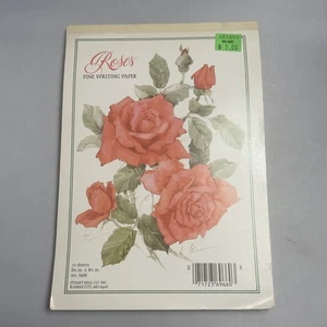 Vintage Stuart Hall Stationery 60 Sheets Fine Writing Paper Pad Red ROSES - Picture 1 of 9