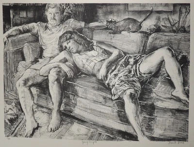 Frank Stack "Pareja Joven" EDICIÓN LIMITADA LITOGRAFÍA ESTUDIO JUNTO AL LAGO 1980 Foto 1 de 4