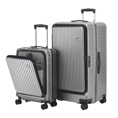 Juego de equipaje de mano y facturado con marco de aluminio 20/29 de 2 piezas con apertura lateral... Foto 1 de 4