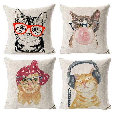 Fundas de almohada para gatos Fundas de almohada Animal Gatito Funda de almohada Algodón Lino Cus... Foto 1 de 4
