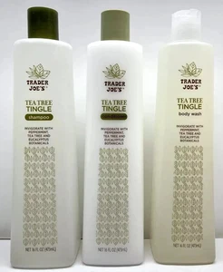 3 Pack Trader Joe's Tea Tree Tingle-Shampoo+Conditioner+ Body  Wash Set 16 oz ea - Bild 1 von 2