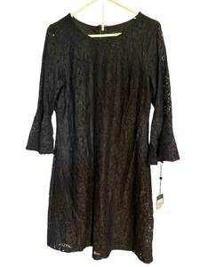 NWT Tommy Hilfiger Black Lace Dress Size 12 - Picture 1 of 12