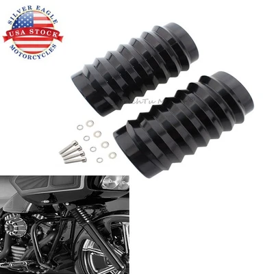Cubierta deslizante de bota de horquilla superior delantera negra para motocicleta para Harley Touring Road King Foto 1 de 4