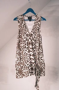 Roberto Cavalli Vintage Women's Brown Silk Leopard Sleeveless Blouse Sz 44 Italy - Picture 1 of 12