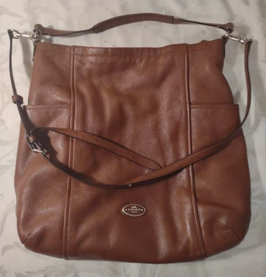 COACH Isabella Saddle Brown Pebbled Leather Crossbody Hobo Bag EUC - Image 1 of 4