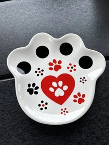 Temp-tations "Pawfetti" Löffelablage Teebeuteluntersetzer Katze Hund Pfoten Rot Weiß Schwarz - Bild 1 von 2