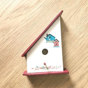 Wooden Birdhouse Decor Handmade Figurine Shelf Sitter Vtg Folk Art Primitive 7" - Imagen 1 de 11