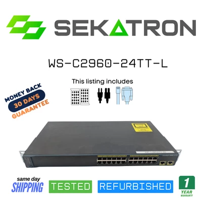 🔀 Cisco Catalyst WS-C2960-24TT-L • 24× FE + 2× GE Uplink ⚡ FastShip - Image 1 of 2